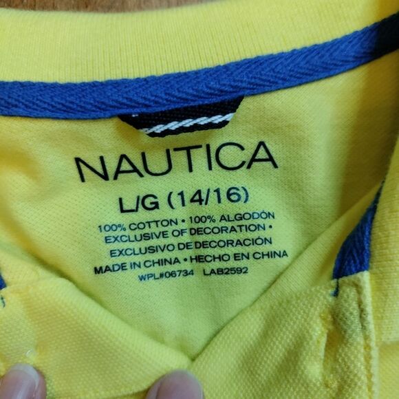 Nautica 14 to 16 boys collared shirt golf shirt yellow large polo shirt cotton - Picture 3 of 4